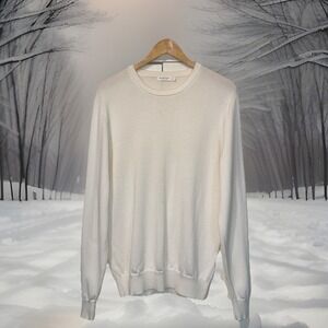 Suit Supply Merino Wool Sweater Men L‎ Ivory Long Sleeve So Soft
